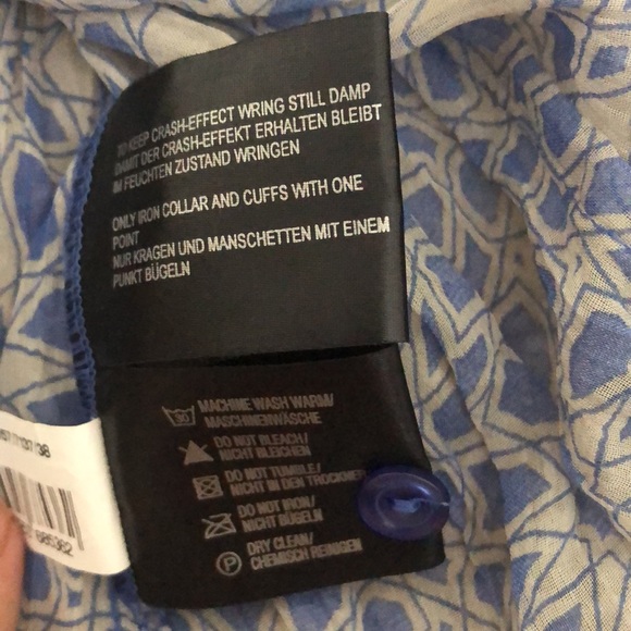 Blue/white, long sleeve, button down, crash look blouse, ZERO, Eur38/Us8, - Picture 10 of 11